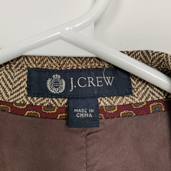 Men's J. Crew Blazer Brown Size 38R 100% Linen Ludlow Herringbone Old Money - Picture 3 of 11